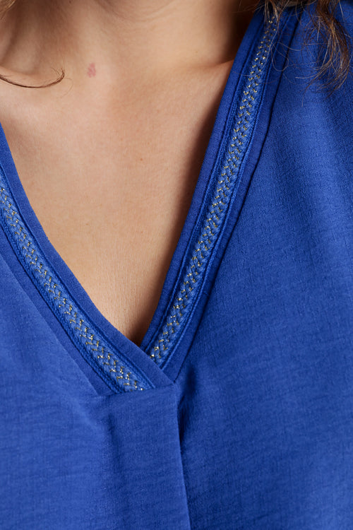 Blouse unie détail lurex-Paprika-5