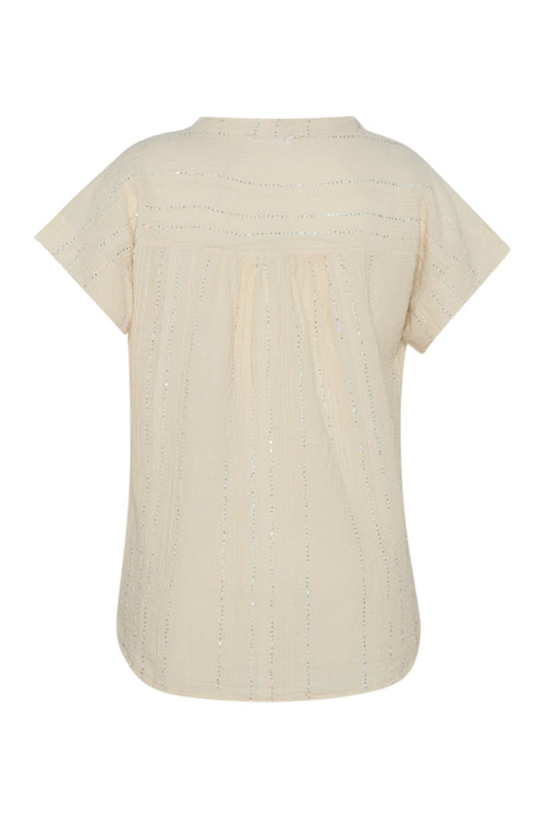 Einfarbige Baumwollbluse mit Paillettenstreifen-Paprika-11