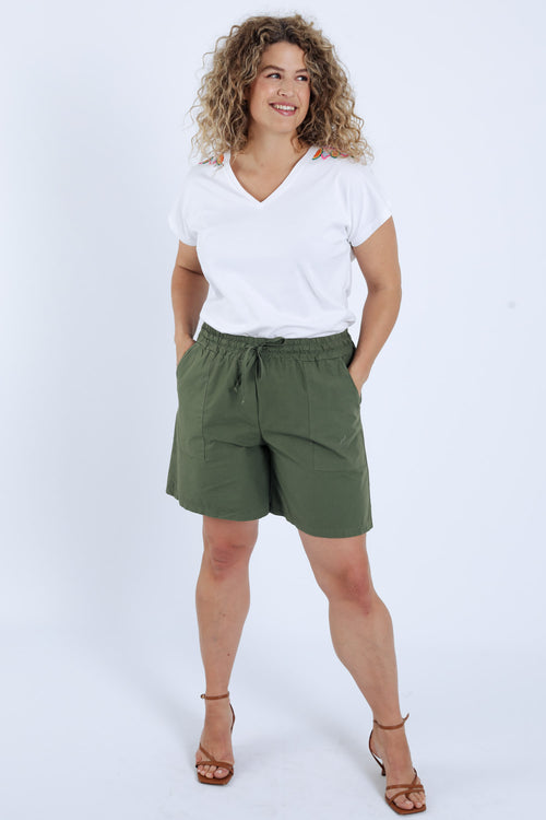 Einfarbiges Baumwoll-T-Shirt mit Mandala aus Perlen-Paprika-9