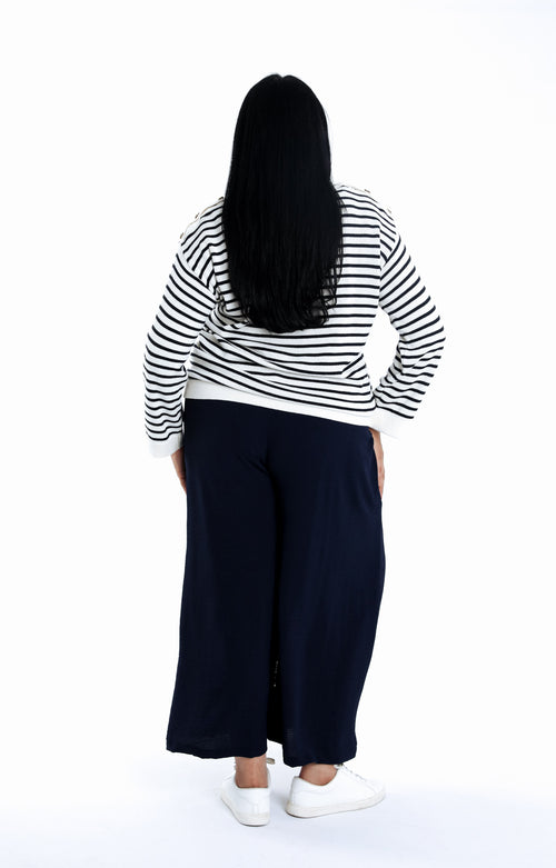 Maritimer Pullover mit Knöpfen-Paprika-3