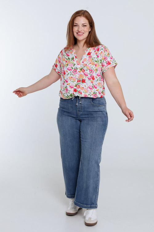 Blouse en viscose imprimé floral-Paprika-8