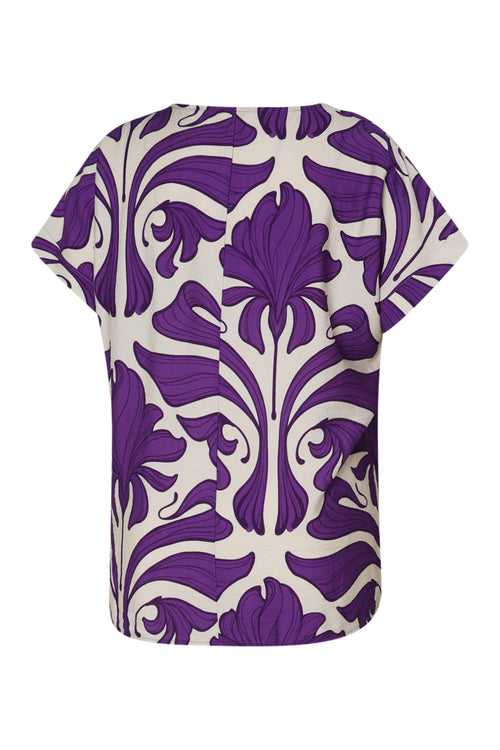 Bicolor Bluse mit floralem Druck-Paprika-11