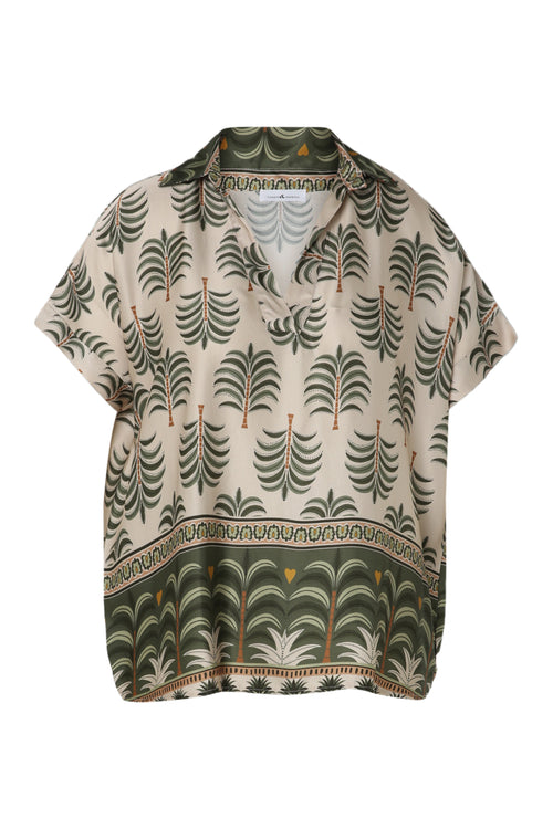 Bluse aus bedruckter Viskose mit Palmenmuster-Paprika-10