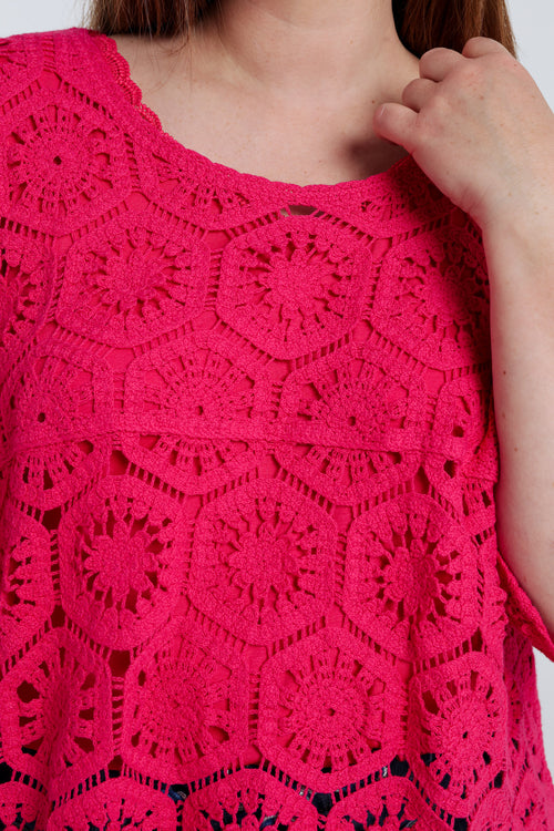 Einfarbiger Häkelpullover-Paprika-4