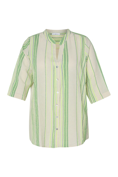 Bluse aus 100% Baumwolle mit fluoreszierenden Streifen-Paprika-10