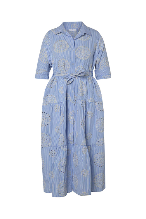 Gestreiftes langes Kleid mit Stickereien-Paprika-10