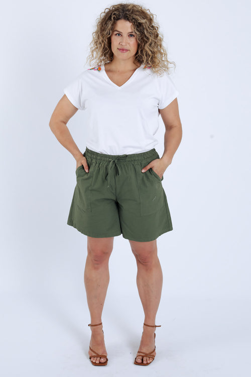 Einfarbiges Baumwoll-T-Shirt mit Mandala aus Perlen-Paprika-7