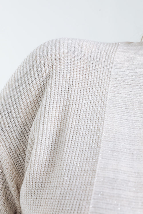 Kurzer, unifarbener Cardigan aus Viskose mit Lurex-Paprika-6