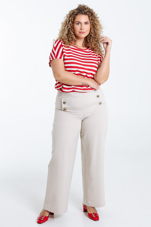 Pantalon 7/8 avec boutons décoratifs-Paprika-8