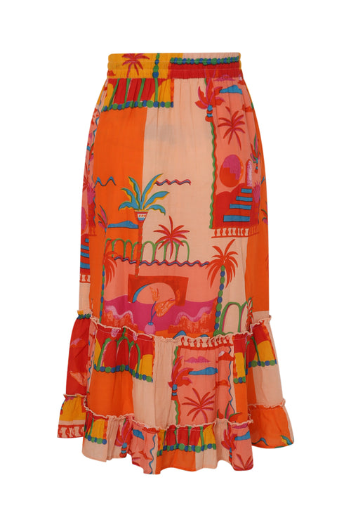 Tropical-Print Baumwollrock-Paprika-11