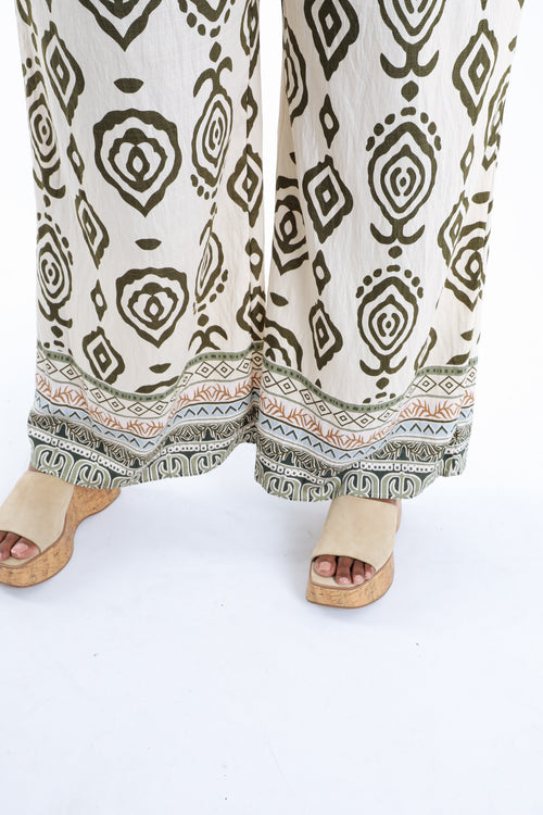 Pantalon large imprimé ethnique bicolore-Paprika-5