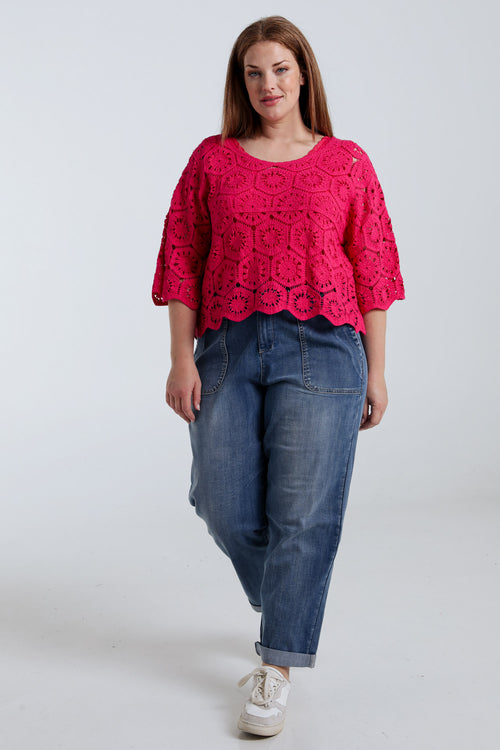 Einfarbiger Häkelpullover-Paprika-8