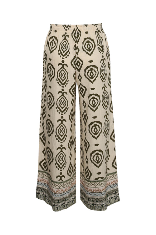 Pantalon large imprimé ethnique bicolore-Paprika-12