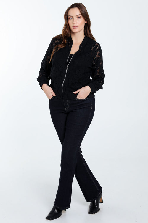 Bomber maille filet floral-Paprika-8