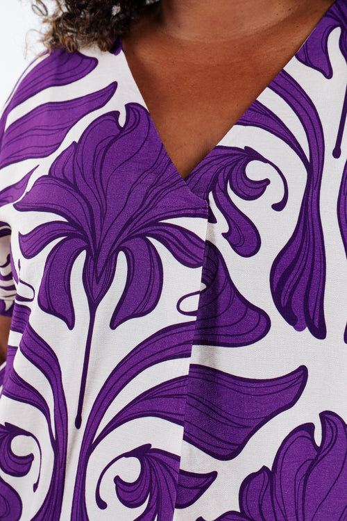 Bicolor Bluse mit floralem Druck-Paprika-6