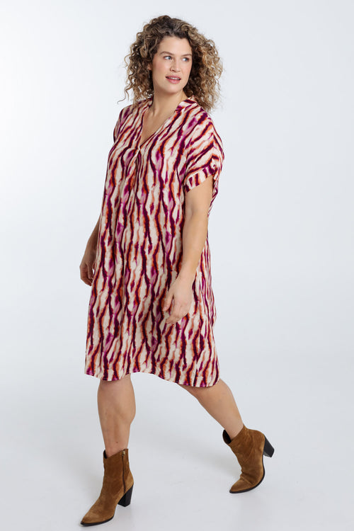 Kleid aus Viskose mit ethnischem Print-Paprika-7