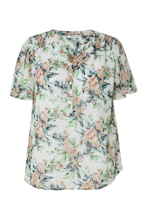 Bluse mit floralem Druck und Plissee-Paprika-10