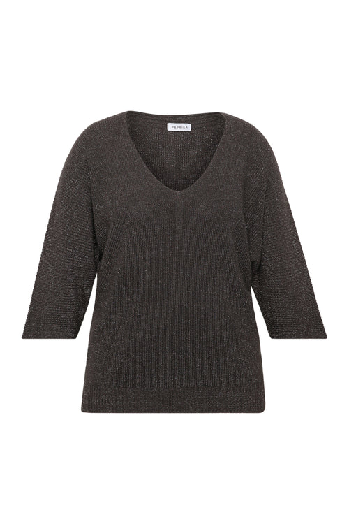 Uni-Pullover mit Lurex-Paprika-1