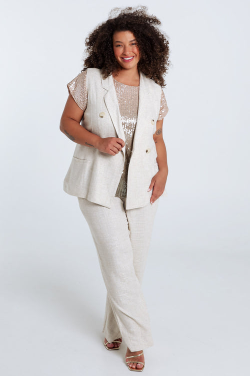 Weste aus Viskose und Leinen mit Lurex-Paprika-9