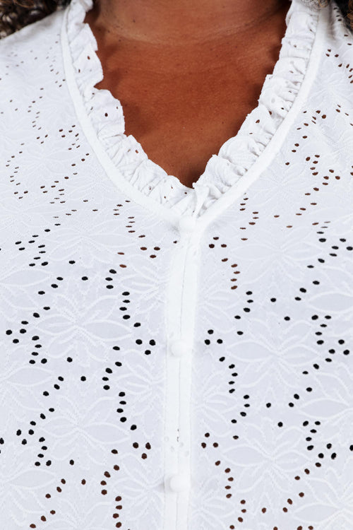 Einfarbiges Spitzen-T-Shirt mit Rüschen-Paprika-6