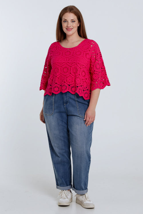 Einfarbiger Häkelpullover-Paprika-7