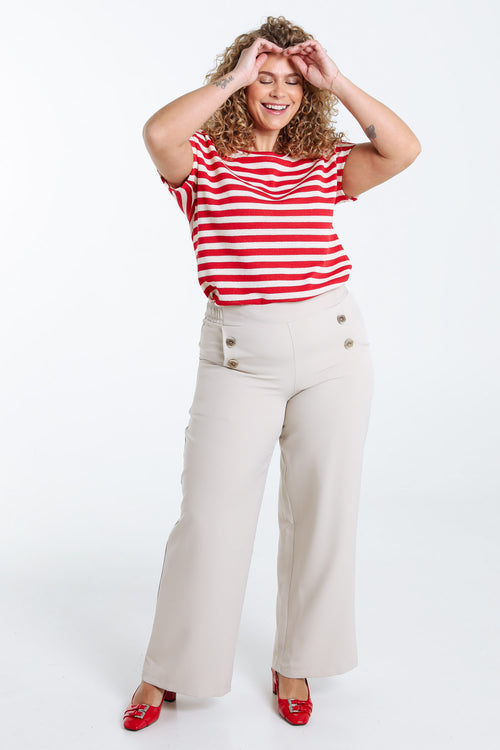 Pantalon 7/8 avec boutons décoratifs-Paprika-6
