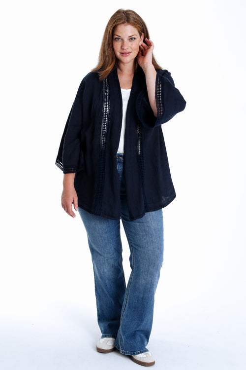 Leinenjacke mit durchbrochenem Detail-Paprika-8