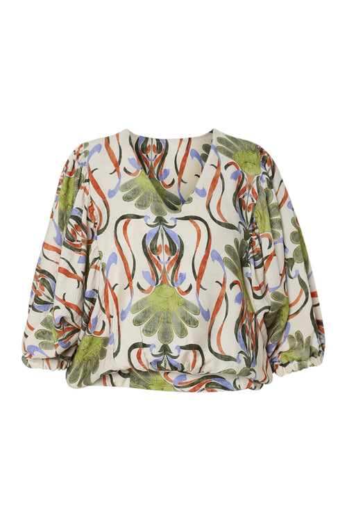 Blouse en viscose imprimé floral-Paprika-10