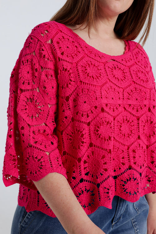 Einfarbiger Häkelpullover-Paprika-6
