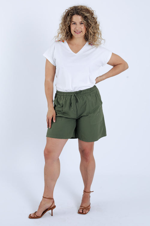 Einfarbiges Baumwoll-T-Shirt mit Mandala aus Perlen-Paprika-8