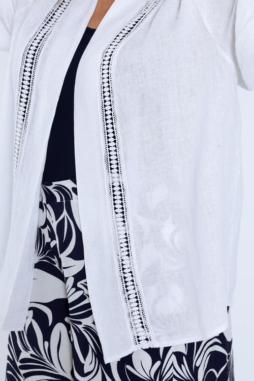 Leinenjacke mit durchbrochenem Detail-Paprika-4