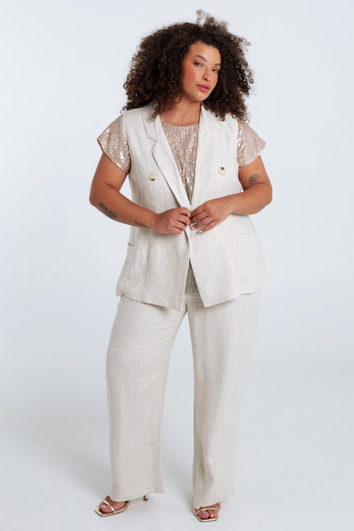 Weste aus Viskose und Leinen mit Lurex-Paprika-8