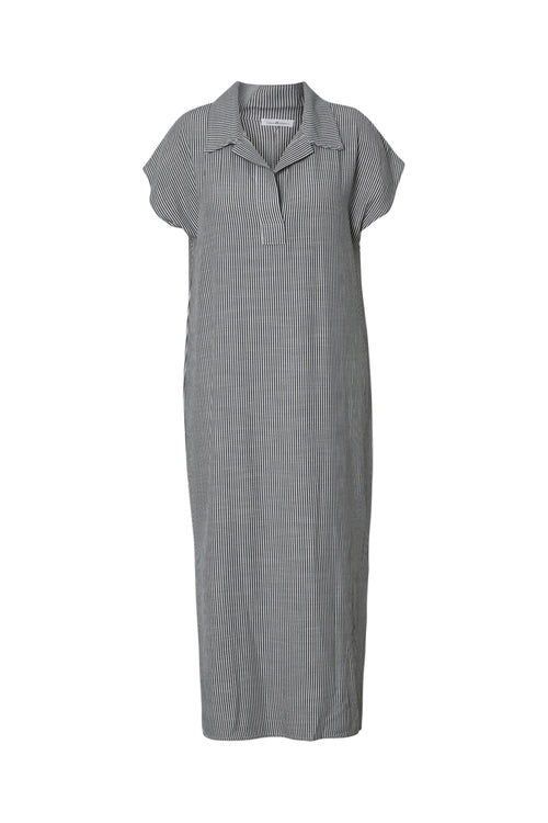 Langes Kleid aus Viskose mit Streifen-Paprika-10