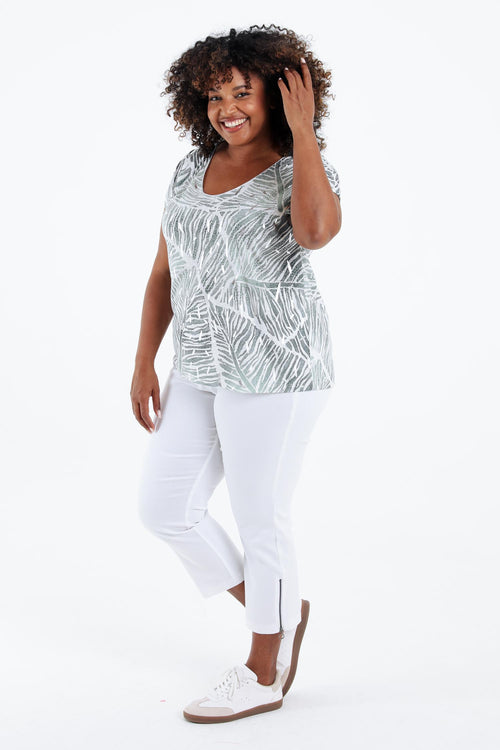 T-shirt imprimé feuilles en foil-Paprika-8