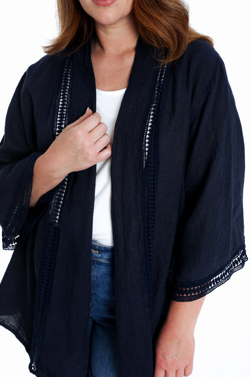 Leinenjacke mit durchbrochenem Detail-Paprika-5