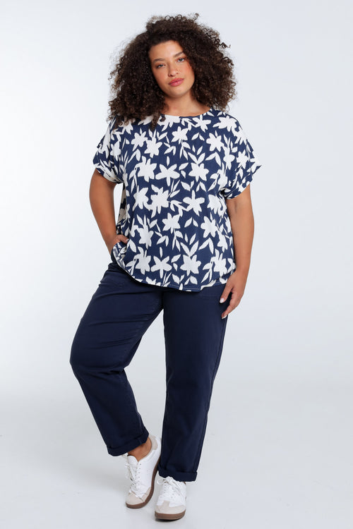 Bluse aus bedruckter, zweifarbiger Viskose-Paprika-7