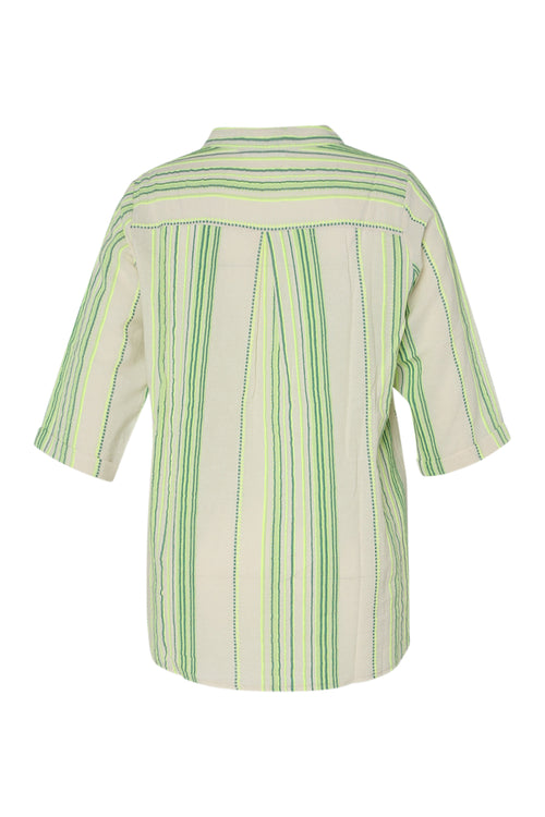 Bluse aus 100% Baumwolle mit fluoreszierenden Streifen-Paprika-11