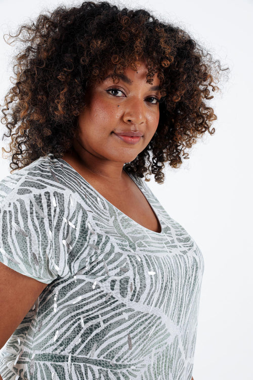 T-shirt imprimé feuilles en foil-Paprika-6