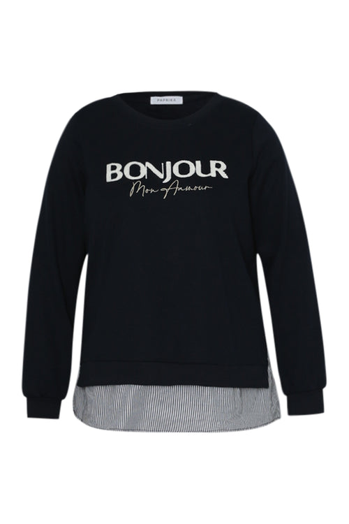 Sweatshirt "Bonjour" mit falschem Hemd-Paprika-11