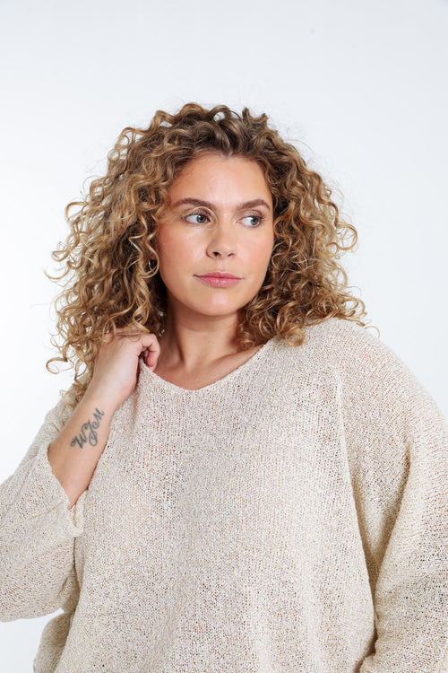 Boxförmiger Pullover aus Baumwolle mit Lurex-Paprika-4