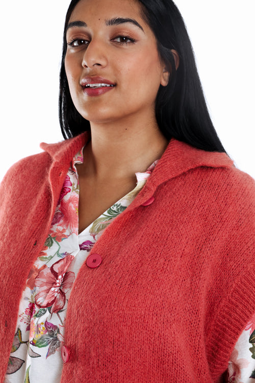 Uni kurzer Strickjacke-Paprika-4