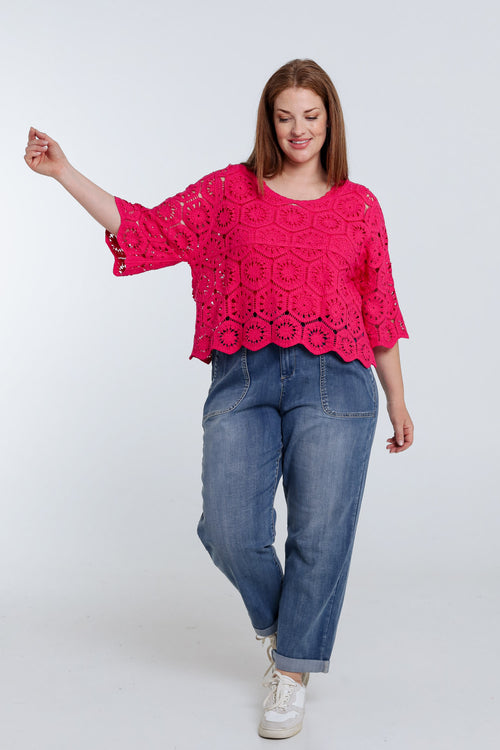 Einfarbiger Häkelpullover-Paprika-9