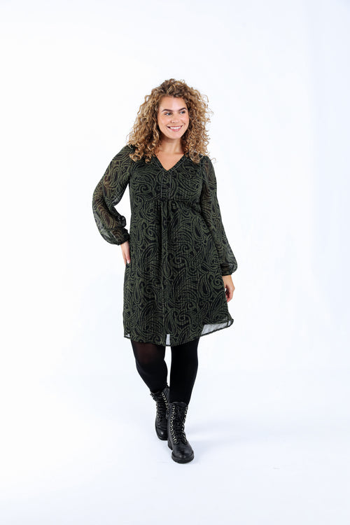 Kurzes Kleid mit folkloristischem Muster-Paprika-1
