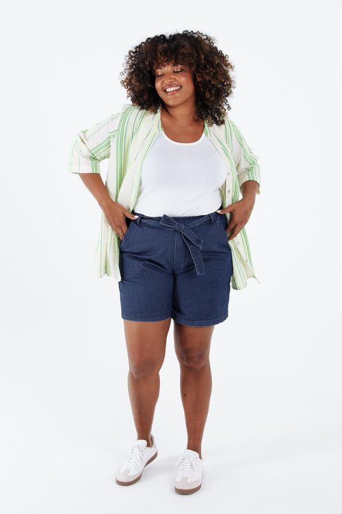 Bluse aus 100% Baumwolle mit fluoreszierenden Streifen-Paprika-9