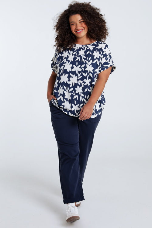 Bluse aus bedruckter, zweifarbiger Viskose-Paprika-8