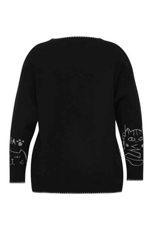 Pullover mit Katzenmuster-Paprika-8