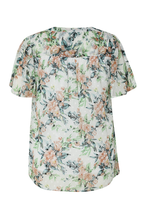 Bluse mit floralem Druck und Plissee-Paprika-11