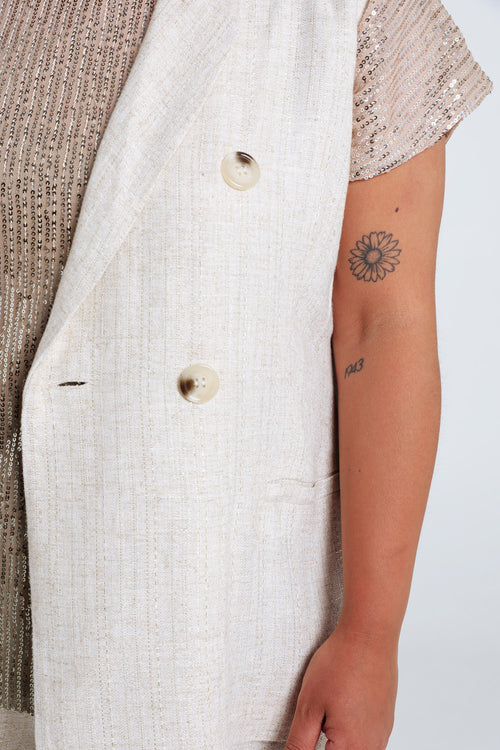 Weste aus Viskose und Leinen mit Lurex-Paprika-4