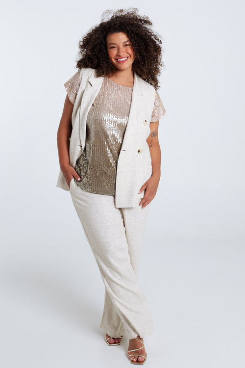 Weste aus Viskose und Leinen mit Lurex-Paprika-7