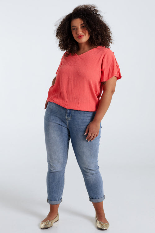 Einfarbige Viskosebluse-Paprika-9